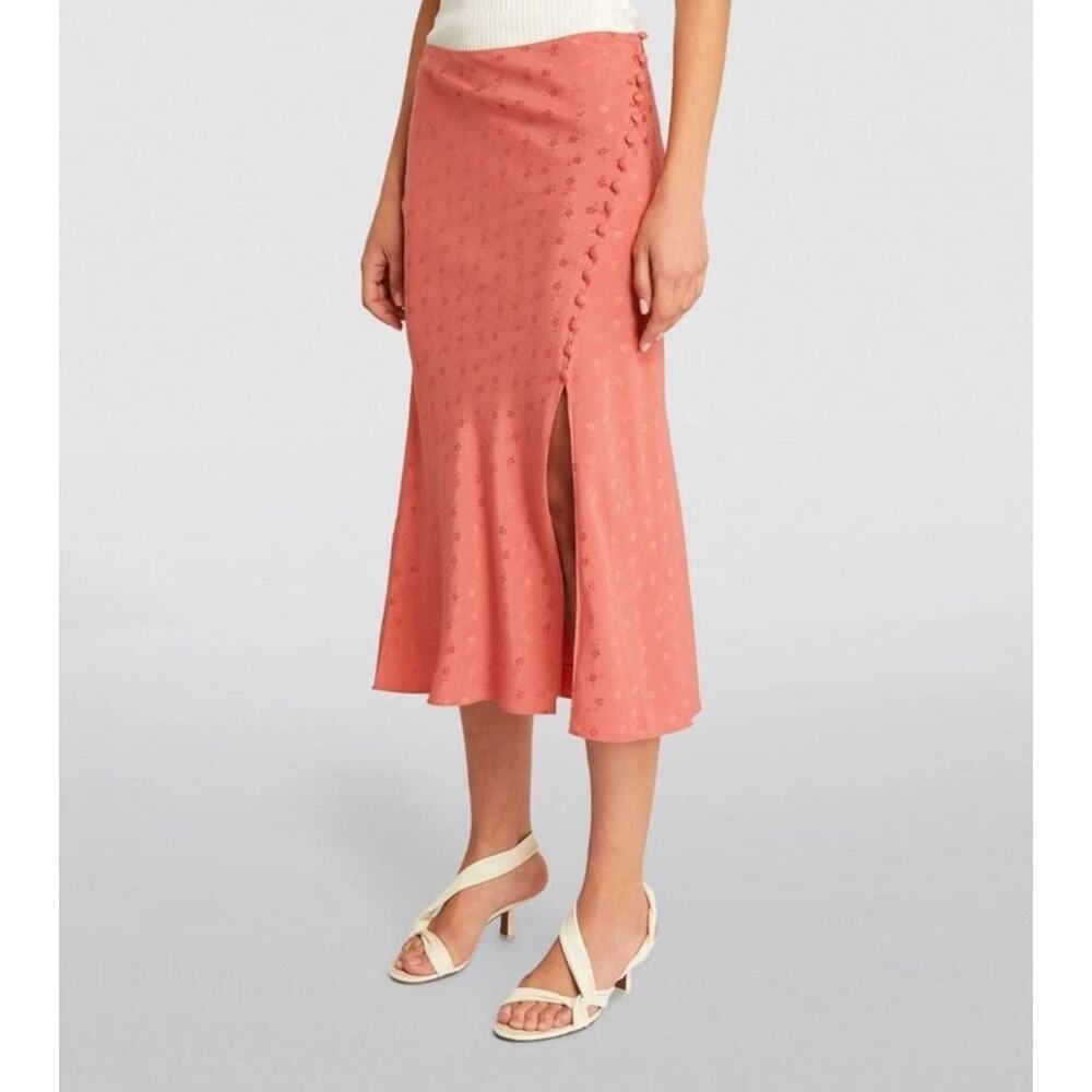B43‎ Veronica Beard Silk Blend Floral Midi Skirt 10 Pink Cocktail Vacay Party